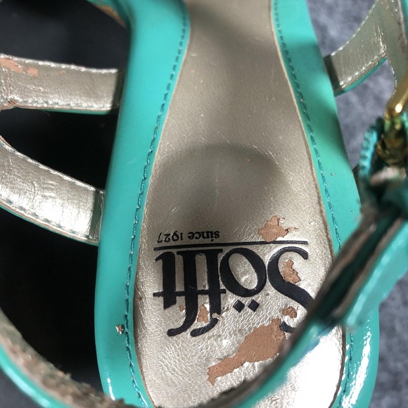 Sofft Sandals Womens Size 7 M Green Patent Leather Wedge Slingback Comfort Shoes - Picture 10 of 16